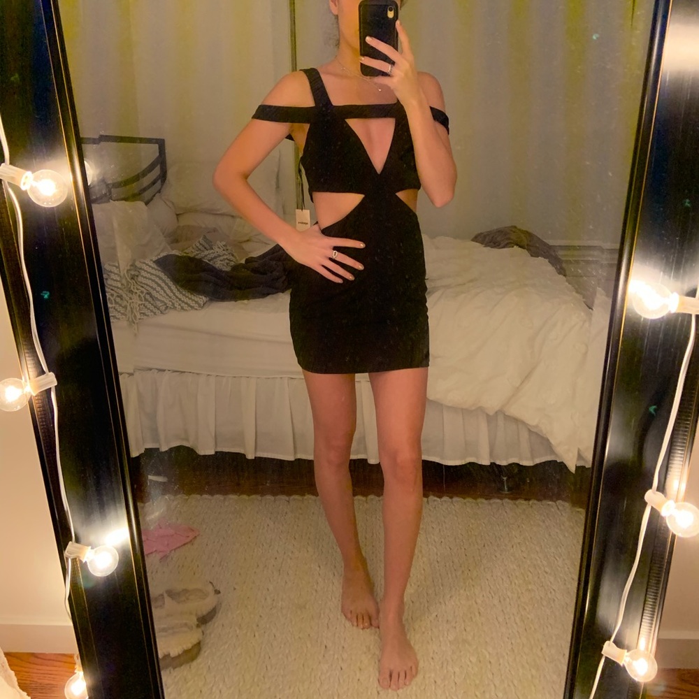 NWT! Superdown black strappy dress with cut outs.